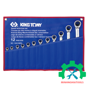 Bộ cờ lê vòng miệng tự động 12 cái hệ mét Kingtony 12212MRN, từ 8-24mm