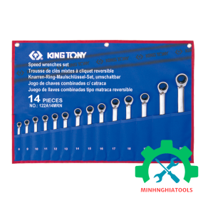 Bộ cờ lê vòng miệng tự động 8-24mm có khóa gạt Kingtony 122A14MRN 14 chi tiết 