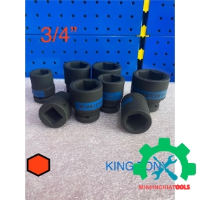 Đầu Tube đen ngắn 3/4 inch Kingtony 6535 thép CR-MO các size lẻ từ 17-65mm 