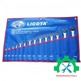 Bộ cờ lê vòng miệng hệ inch 14 cây LICOTA AWT-ERSK03, kích thước từ 5/16 - 1-1/4