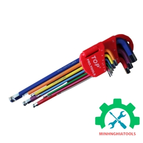 Bộ lục giác đầu bi 9 món dài nhiều màu sắc  TOP LU-9CMAU 1.5-10mm