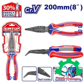 Kìm nhọn mũi cong 8" trợ lực 30% EMTOP EPLRB0821 dài 200mm