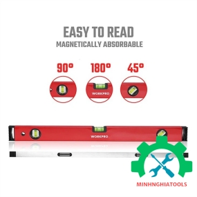 Thước thủy có từ tính, bằng nhôm, dạng hộp, kích thước 800mm Workpro - WP262012 