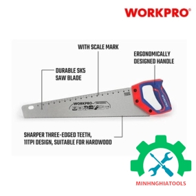 Cưa tay, lưỡi cưa bằng thép SK5, kích thước 500mm (20 inches) Workpro - WP215007 