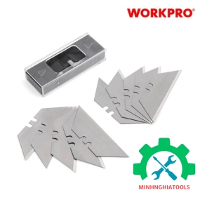 Lưỡi dao rọc giấy bằng thép SK5, loại tiêu chuẩn (1set = 10 cái) Workpro - WP213001 