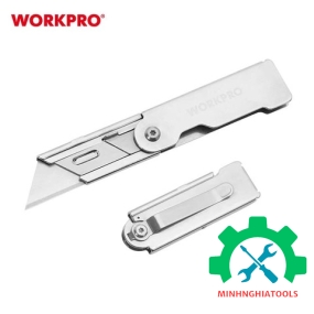 Dao tiện ích có lưỡi cắt gấp gọn, cán cầm bẳng thép không gỉ Workpro WP211001 