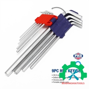 Bộ lục giác đầu bằng kiểu chữ L, loại dài 9 cái hệ mét Workpro - WP222005 