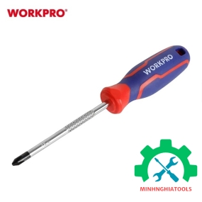 Tua vít đầu hoa thị, tay cầm bọc nhựa cao su 3 màu, chống trơn trượt kích thước PH1x150mm, thép hợp kim CR-V Workpro - WP221028