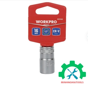 Đầu tuýp có đầu vuông 1/2 inch và đầu lục giác 12 cạnh size 16mm Workpro - WP274145