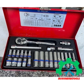 Bộ tuýp 1/4 Kingtony 2526MR01 loại tuýp ngắn và tuýp dài có 26 chi tiết loại 6 cạnh 