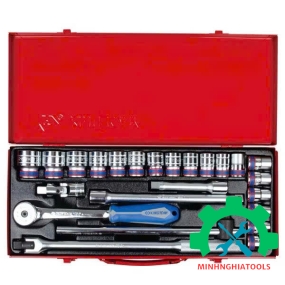 Bộ tuýp 1/2" 6 cạnh gồm 24 chi tiết  Kingtony 4526MR04 8-32mm