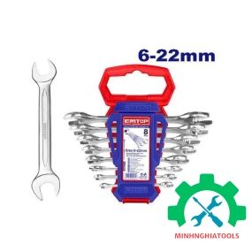 Bộ cờ lê 2 đầu miệng 8 chi tiết EMTOP EDES10801 6x7-20x22mm