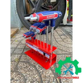 Bộ lục giác tay cầm chữ T 8 chi tiết ( kèm đế sắt ) EMTOP ETHW6061 loại 6 cạnh