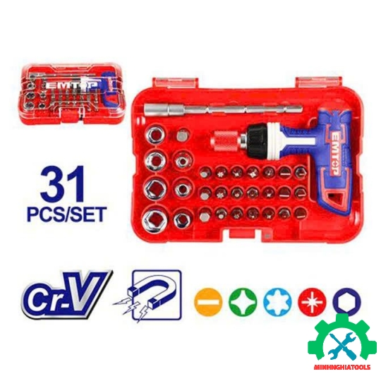 Bộ tua vít đa năng 31 chi tiết Emtop EBST03102 
