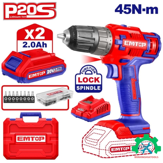 Máy khoan 3 chức năng dùng pin EMTOP 20V ECDL200528 
