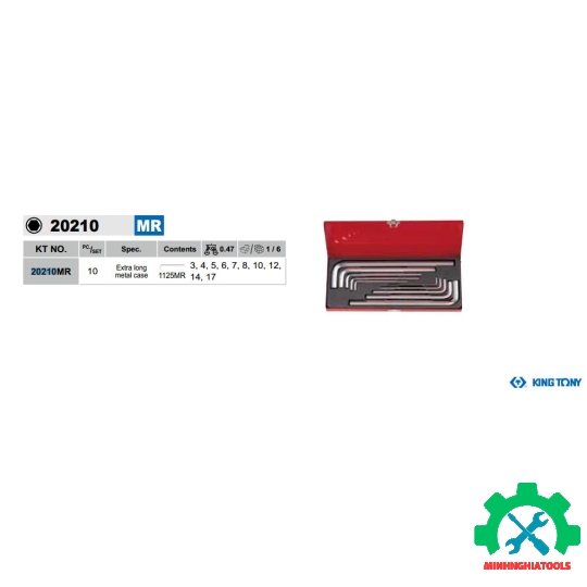 Bộ lục giác 3 - 17 hộp săt Kingtony 20210MR 