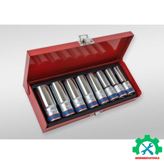 Bộ tube 1/2" loại 12 cạnh, 8 chi tiết từ 12-23mm Kingtony 4208MR