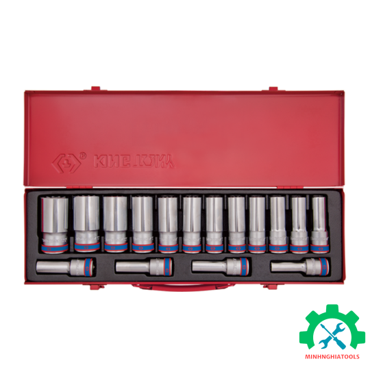 Bộ tuýp dài 1/2 có 16 chi tiết (10-32mm) Kingtony 4216MR loại 12 cạnh 