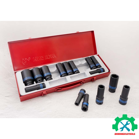 Bộ tube 1/2 inch 15 chi tiết đen dài 77mm CR-MO Kingtony (10-32mm) 4415MR