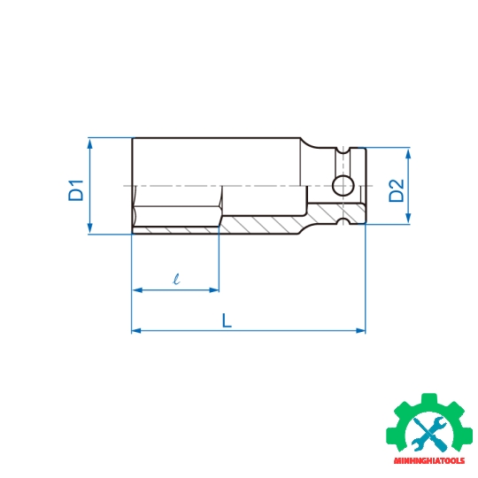 Đầu tube 1/2" đen dài (loại 6 cạnh) Kingtony 4435M 