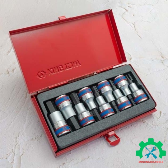 Bộ tuýp lục giác 1/2" loại 6 cạnh 9 chi tiết  Kingtony 4110PR