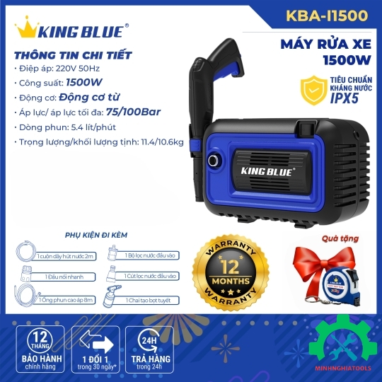 Máy Xịt Rửa Xe Cao Áp Kingblue KBA-I1500 1500W 