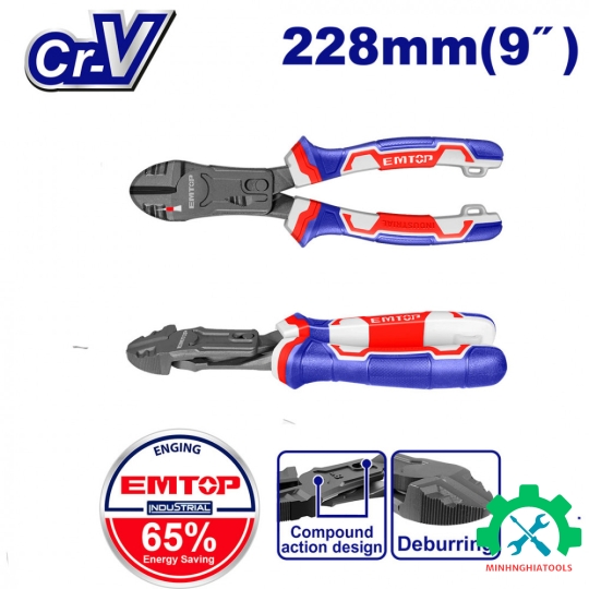 Kìm cắt 9" trợ lực 65% EMTOP EPLRCD0951 dài 228mm