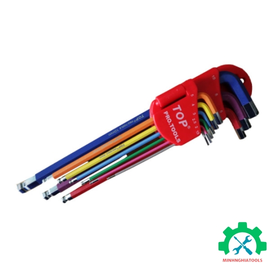 Bộ lục giác đầu bi 9 món dài nhiều màu sắc  TOP LU-9CMAU 1.5-10mm