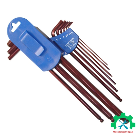 Bộ lục giác 9 chi tiết xi nâu hệ Mét (1.5 -- 10 mm)  TOP AWT-30004-BK