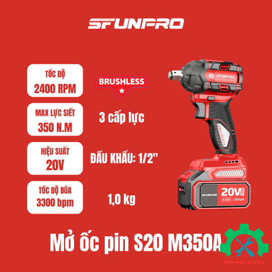 Máy Mở Ốc Pin SFUNPRO S20 M350A Bản 4.0Ah 