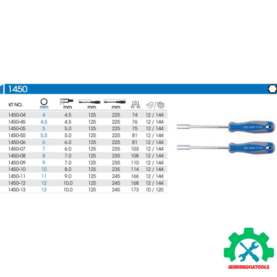 Cán vặn đầu tuýp 10mm Kingtony 1450-10 dài 125mm 