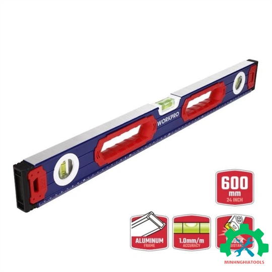 Thước thủy có từ tính, bằng nhôm, dạng hộp, kích thước 600mm Workpro - WP262014 