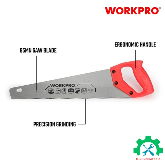 Cưa tay, lưỡi cưa bằng thép, kích thước 500mm (20 inches) Workpro - WP215003 