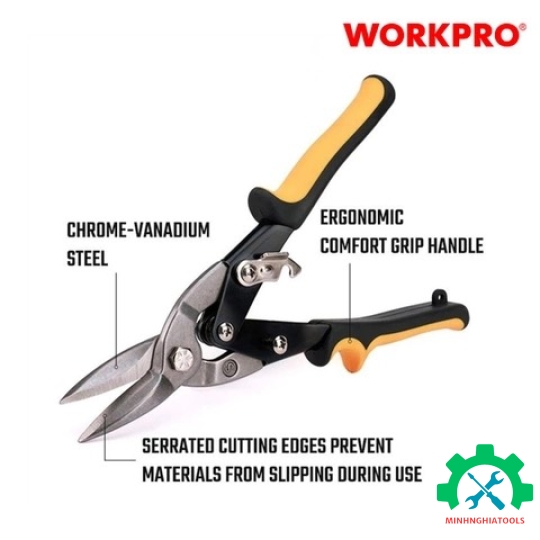 Kéo cắt tôn bằng thép mũi thẳng 250mm (10inches) Workpro - WP214017 