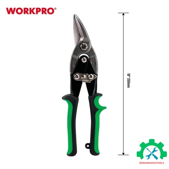 Kéo cắt tôn bằng thép mũi cong phải 250mm (10inches) Workpro - WP214015 