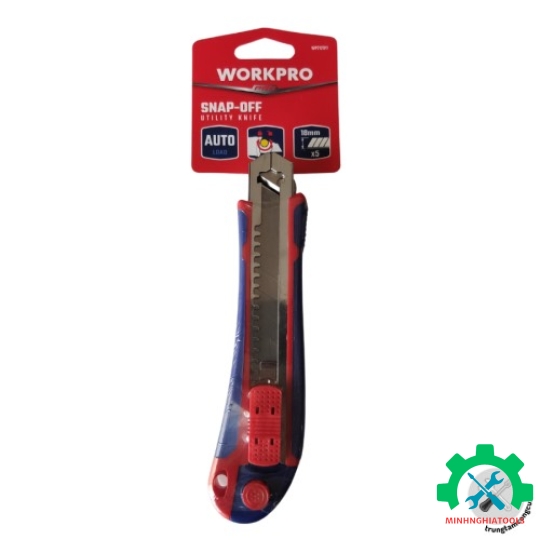 Dao rọc giấy tự động khóa lưỡi, chiều rộng lưỡi dao 18mm Workpro - WP21201