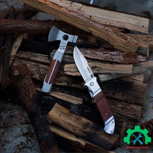 Dao tiện ích gấp gọn thép không gỉ cán ốp gỗ Workpro WP381001 