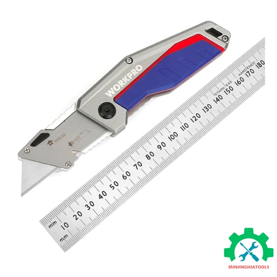 Dao gấp tiện ích có lưỡi cắt gấp gon, bằng nhôm, mở nhanh Workpro - WP011029