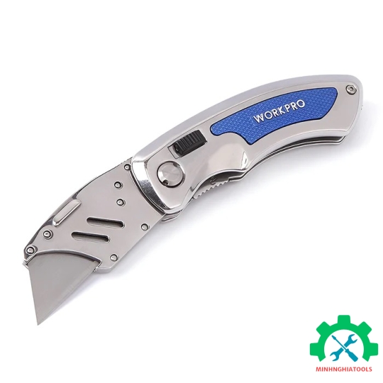Dao gấp tiện ích có lưỡi cắt gấp gọn, cán cầm bằng thép không gỉ Workpro - WP211007