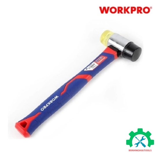 Búa 2 mặt tay đầu nhựa đập không nẩy, cán bọc cao su Workpro - WP241036 