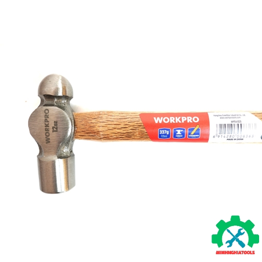 Búa 2 đầu 337gram (12OZ), gồm 1 đầu bằng và 1 đầu bi, cán bọc gỗ Workpro - WP241025 