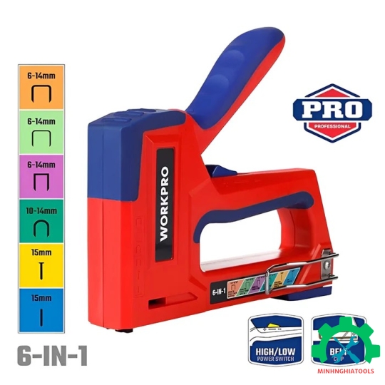 Kìm bấm ghim gỗ 6 in 1 sử dụng cho ghim bấm chữ U Workpro - WP223002 