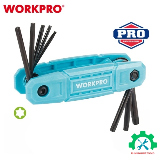 Bộ lục giác bông gấp gọn (1 bộ = 8 cái) làm bằng thép hợp kim CR-V, Workpro - WP222033 