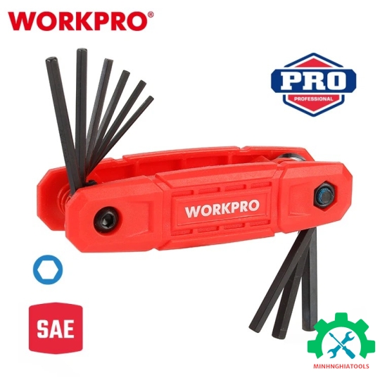 Bộ lục giác gấp gọn hệ inch (1 SET = 9 PCS) Workpro - WP222032 