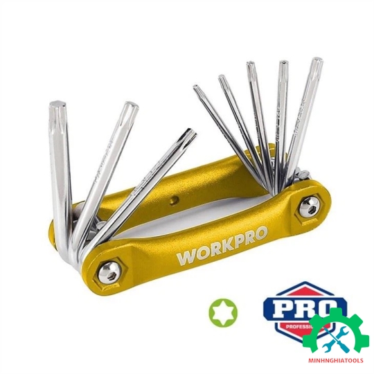 Bộ lục giác đầu hình sao, kiểu gấp tôm tích, 8 cái Workpro - WP222025 
