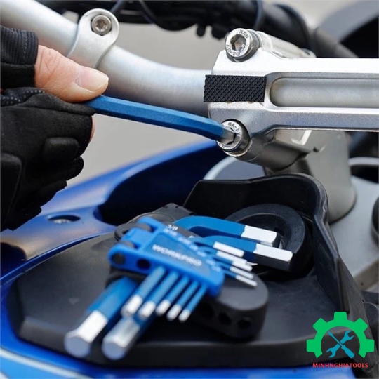 Bộ lục giác  kiểu chữ L, loại dài, 9 cái hệ inch, thép hợp kim CR-V Workpro - WP222015