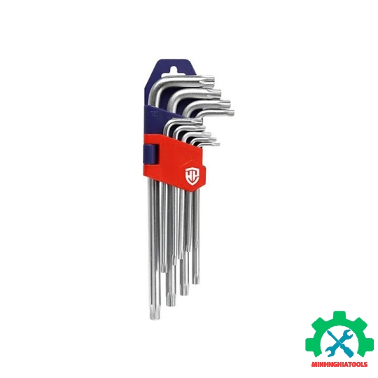 Bộ lục giác đầu hình sao kiểu chữ L, loại trung 9 cái, thép hợp kim CR-V Workpro - WP222002 