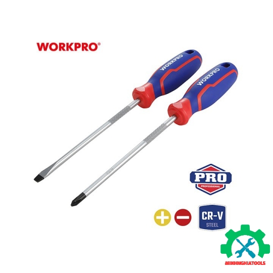 Bộ Tua vít 2 cái gồm (1 cái đầu hình hoa khế PH2x150mm, 1 cái đầu dẹt 6.5x150mm Workpro - WP200503 