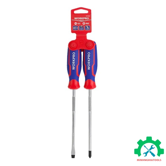 Bộ Tua vít 2 cái gồm (1 cái đầu hình hoa khế PH2x150mm, 1 cái đầu dẹt 6.5x150mm Workpro - WP200503 