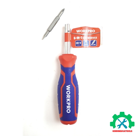 Bộ Tua vít đổi đầu 6 trong 1, thép hợp kim CR-V Workpro - WP221046 